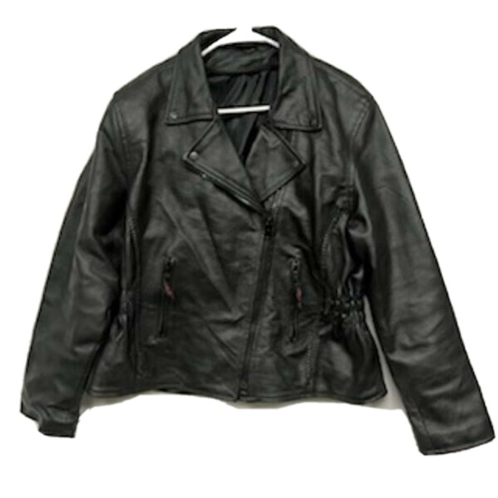 Vance Leathers Biker Moto Jacket with Braiding and Studs Women's L